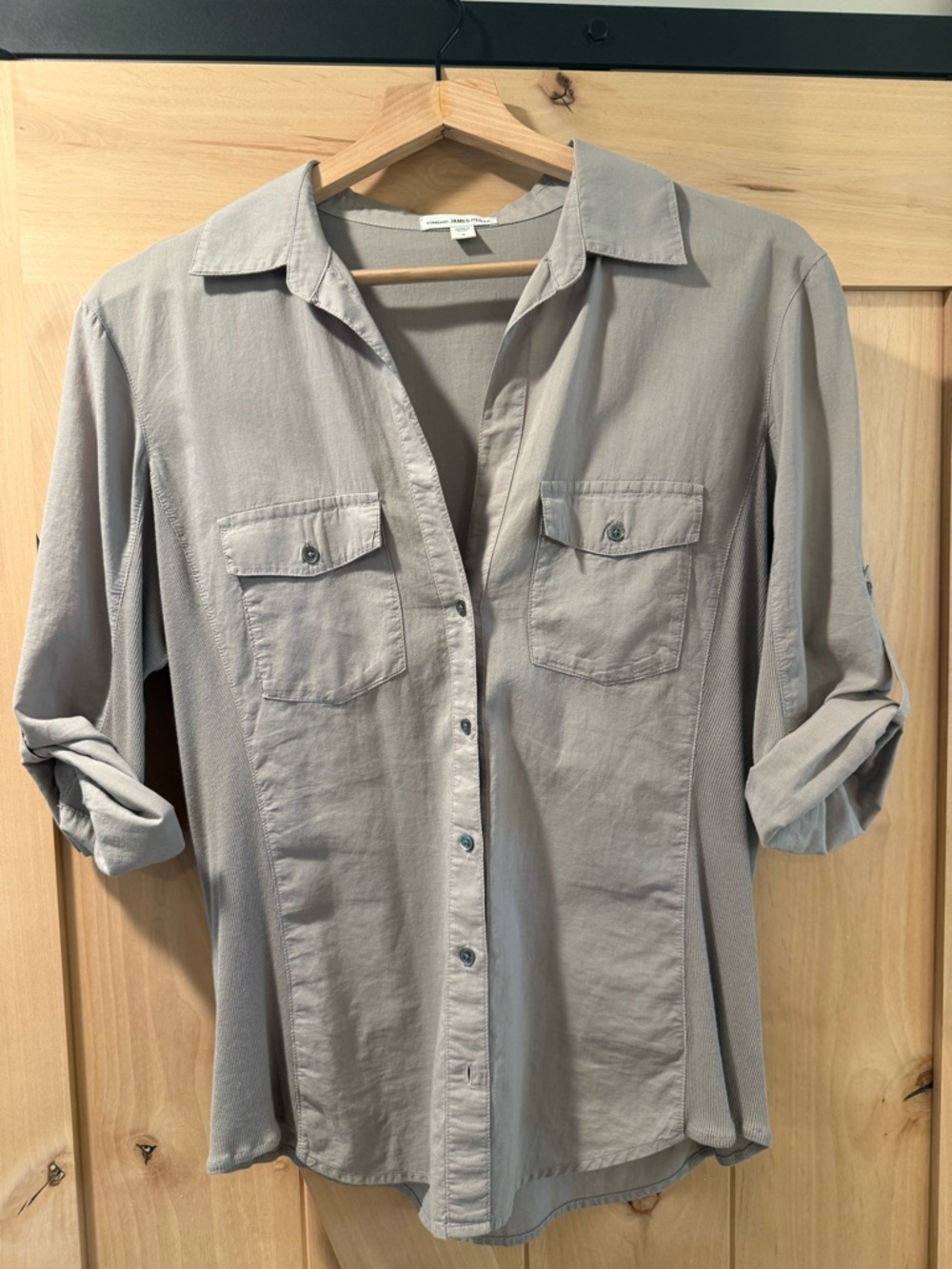 James Perse Light Gray Casual Button-Down Shirt